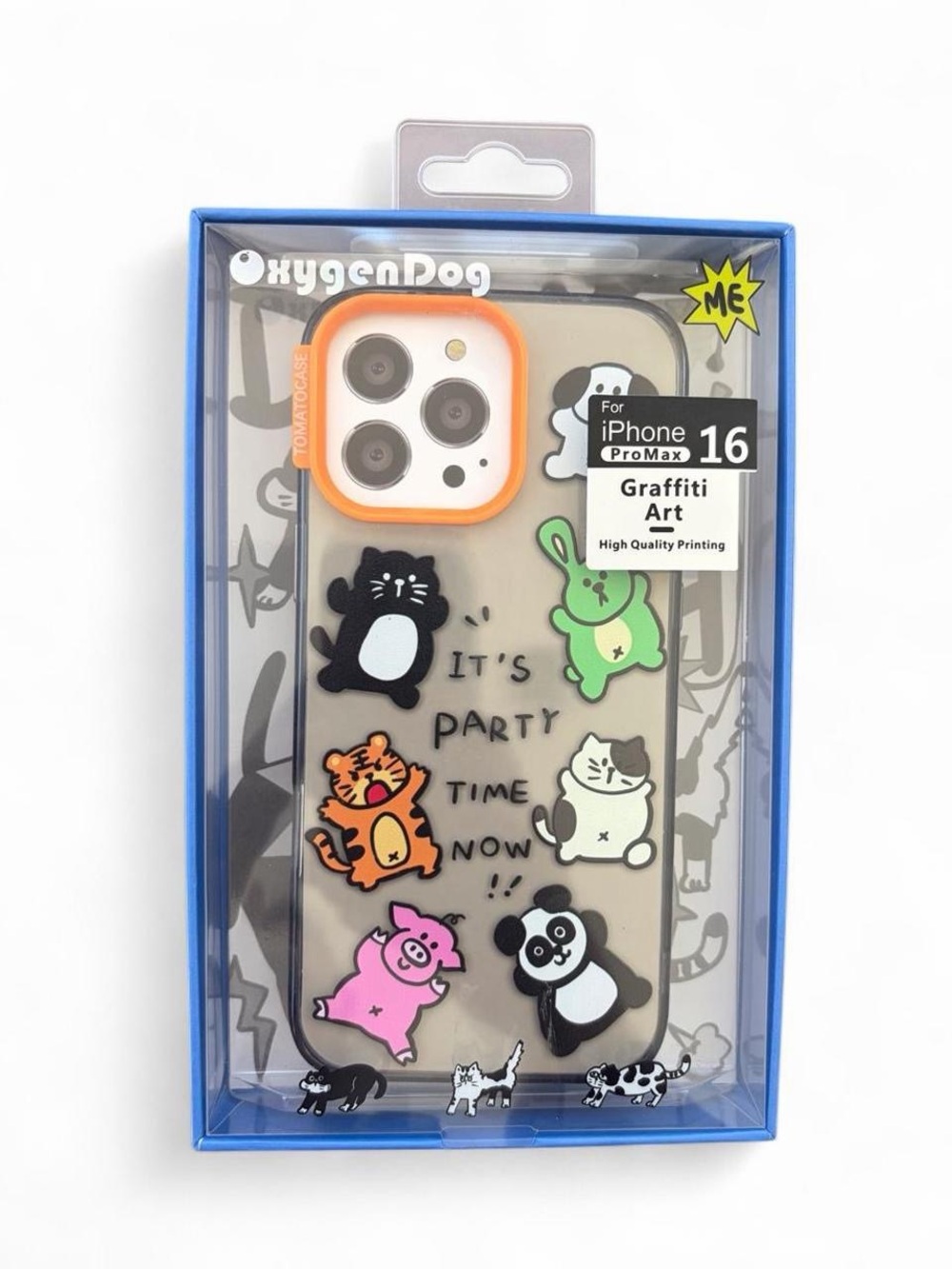 OxygenDog Graffiti Art iPhone 16 Pro Max Case - Colorful Animal Party